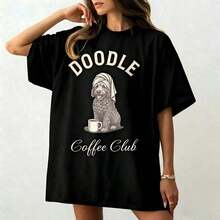 Doodle Coffee Club Co Comfort Co Lors® Shirt, Labradoodle Dog Shirt, Goldendoodle Mom Gifts, Labradoodle Crew Neck 100% Cotton Soft Fabric Short Sleeve Breathable And Cool - 黑色 - 查看 6