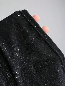 corto de camisola de punto metálico con lentejuelas para mujer, top sexy de espalda descubierta y ajustado al Body - Negro - Ver 5
