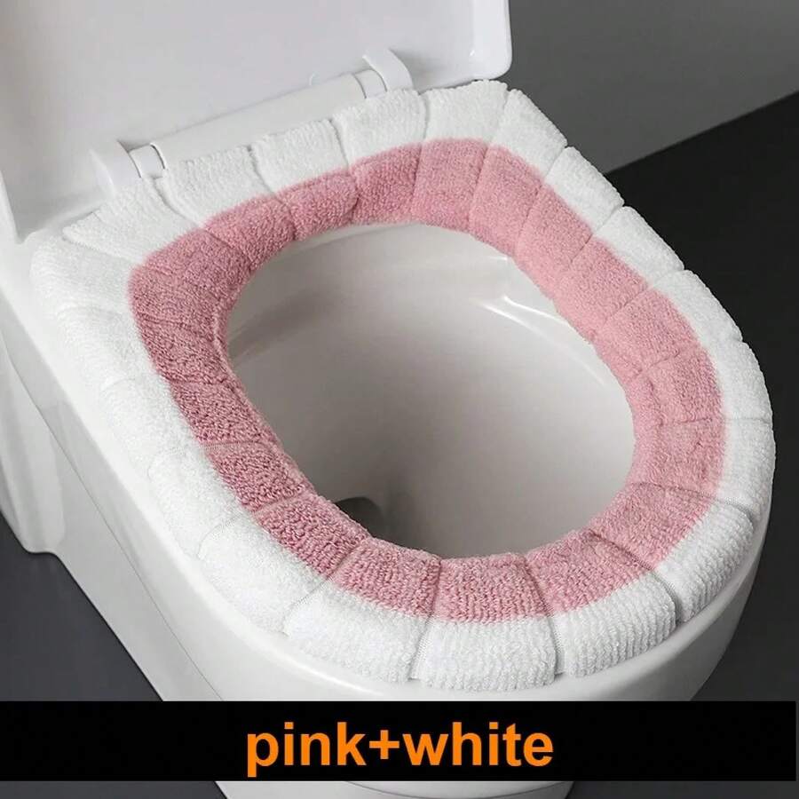 2856 Thick Plush O-Shaped Warm Toilet Seat Cushion, Universal Toilet Seat Cushion, Reusable Winter Toilet Seat Cushion, Toilet Seat Cover - 白玫瑰 - 查看 1
