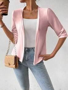 Chaqueta regular para mujer, cárdigan de verano - Rosa Pálido - Ver 3