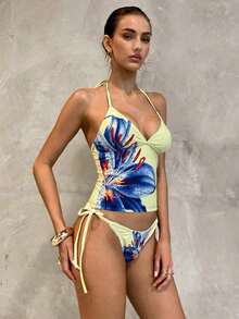 Conjunto de bikini a cuadros de cereza dulce - amarillo ganso 2 - Ver 5