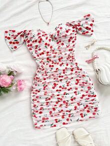 Vestido mini ajustado de punto rojo con hombros descubiertos para mujer, diseño con espalda calada, adecuado para vacaciones, citas, té de la tarde, temporada de bodas, playa, crucero, vacaciones en la ciudad, vacaciones bohemias, festivales de - Multicolor - Ver 7