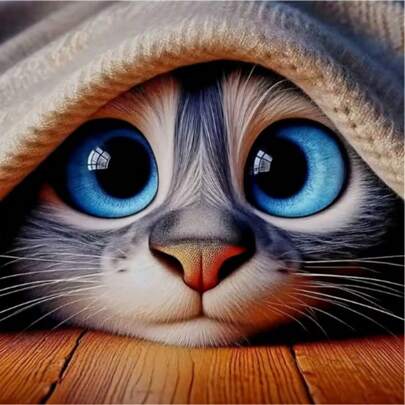 5D Diamond Painting Kit - Big Eyed Cat, Diamond Art Set Unframed, Diamond Painting Art And Craft Home Wall Decor, Great Gift, 11.81X11.81in Or 15.75*15.75in