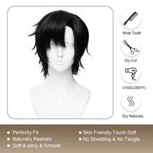 Yewell Black Wig Side Part Cosplay Wig Role-Playing Headgear Daily Series Japanese Cosplay Headgear Series Multi-Style Interpretation Of Cartoon Anime Suitable For Private Parties Daily Role-Playing Halloween - Black - View 5