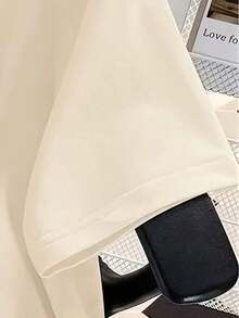 Women's Cotton T-Shirt, Round Neck, Casual Summer Short Sleeve T-Shirt, Slim Fit, Pure Cotton, Women's Clothing. Simple T-Shirt For Everyday Wear - 杏色 - 查看 4