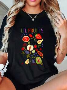 Camiseta Lil Fruity Estilo Retro con Frutas para el Mes del Orgullo Lésbico Gay LGBTQ - Negro - Ver 1