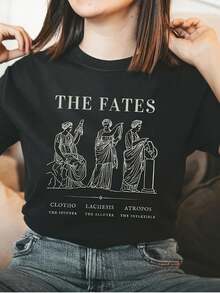 Destiny Oversize T-Shirt, Extra Large, Greek Mythology T-Shirt, Ancient Greek Literature T-Shirt, Poetry, Light Academy, Book Lover, Book Nerd, Book Lover - 黑色 - 查看 1