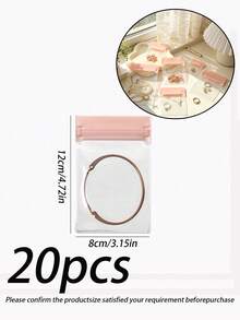 20 cái/40 cái/100 cái túi khóa kéo PVC trong suốt chống oxy hóa cho trang sức, túi nhựa 46 gauge để đóng gói nhẫn và phụ kiện trang sức, túi đựng bông tai và đồ trang trí, 2 cái hộp lưu trữ trên bàn, túi đựng trang sức, kệ tổ chức đa năng trên bàn - EVA màu hồng - Xem 29