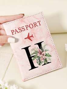 1pc A-Z 26 Letters Fashionable Letter Print Stylish Burgundy Passport Cover, Premium PU Leather Passport Wallet With Multi-Card Pockets For Credit Cards, Boarding Passes, And IDs, Compact And Portable Travel Essentials Organizer For Women, Men - Pink - View 120