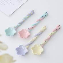 Ceramic Long-Handled Spoon For Home Use, High Aesthetic Value, Cute Ins-Style Stirring Spoon, Coffee Spoon, Girly Spoon, Suitable For Graduation Gifts, Daily Use, And Holiday Presents. - Pink Dotted Twist Spoon - View 4