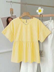 Camisa de mujer tejida a rayas verdes - Amarillo - Ver 8