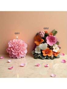Peony Flower Candle Silicone Mold, Precise And Delicate Petal Replication With Flower-Shaped Base Design. Suitable For Home Decor Aromatherapy Candle Making, DIY Plaster Ornaments, Desktop Display Casting Epoxy Resin Crafts. Perfect Starter Set For Creating Atmospheric Aromatherapy Candles - Flowers - View 1