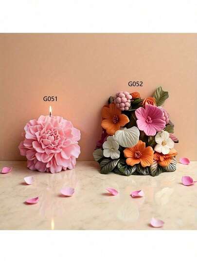Peony Flower Candle Silicone Mold, Precise And Delicate Petal Reproduction And Flower Base Design. Suitable For Home Decor Fragrance Candle Making, DIY Plaster Crafts, Desktop Display Casting Epoxy Resin Crafts. Create The Perfect Starter Kit For Fragrance Candle Ambiance