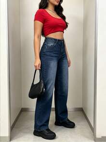 Jeans De Mezclilla Mujer Pantalon De Mezclilla Dama Pantalones De Mujer Mom Jeans Mujer Baggy Jeans Mujer Pantalones Olgados Para Mujer Cómodos Casual - Pantalones vaqueros 2030-1 - Ver 2