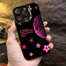 Luna rosa y estrellas con temática espacialfunda de teléfono Fundas compatibles con ,Apple,VIVO,OPPO,,, y Honor.Fabricadas en silicona TPU,ofrecen protección contra golpes y caídas. - Negro - Ver 4