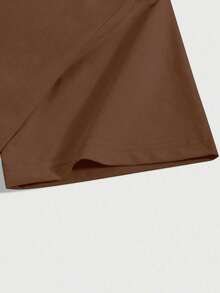 GRDR Men's Summer Lightweight Cool Polyester Fabric Fashion Classic Solid Color Henley Neck Short Sleeve, Casual Style Essential Item, Summer Window Display Must-Have - Brown - View 9