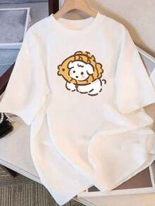 New Summer 2026 Pure Cotton T-Shirt, Women's Short Sleeve T-Shirt With Unique Design Print, Slimming Half Sleeve Loose Top For Students, Versatile And Comfortable Casual Top For Women, Suitable For Spring, Summer And Autumn. - 白色 - 查看 6