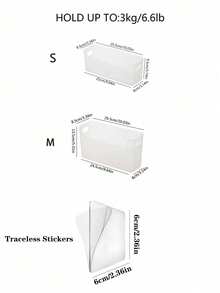 1/2pcs Practical Wall-Mounted Transparent Storage Boxes, Hole-Free Design, Durable Plastic Material, Easy To Install And Clean, Suitable For Kitchen Storage/Bathroom Organization/Desktop Storage/Cabinet Door Hanging Organizer - Clear - View 5