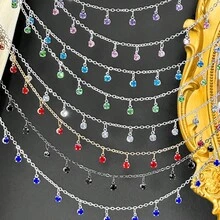 1米彩色玻璃水晶链，梦幻紫色铜质水晶链，适合DIY手工珠宝制作，如项链、手链、服装配饰 - DIY鏈條 - 查看 3