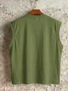 Áo tank top nam FRACTYR mùa hè, phong cách đường phố thường ngày, màu vàng tươi, in hình cờ Brazil, kiểu dáng chữ Y, dáng rộng, cổ tròn, thích hợp cho thể thao và tập luyện, chất liệu mềm mại. - xanh quân đội - Xem 4