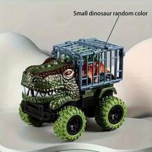 Camión de dinosaurios de juguete extraíble, camión de transporte de coches, juguetes con figuras de dinosaurio para niños pequeños, juegos de dinosaurios t-rex, camión monstruo - Tiranosaurio verde - Ver 6