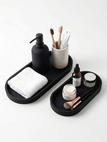 1/2 pièces Plateau de vanité et de salle de bain en silicone - Organisateur de vanité ovale. Convient pour la salle de bain et la vanité, ce plateau peut aider à organiser les parfums, les cosmétiques, les bijoux, les bougies parfumées et les porte-clés, remplissant à la fois des fonctions décoratives et de rangement. - Multicolore - Voir 3