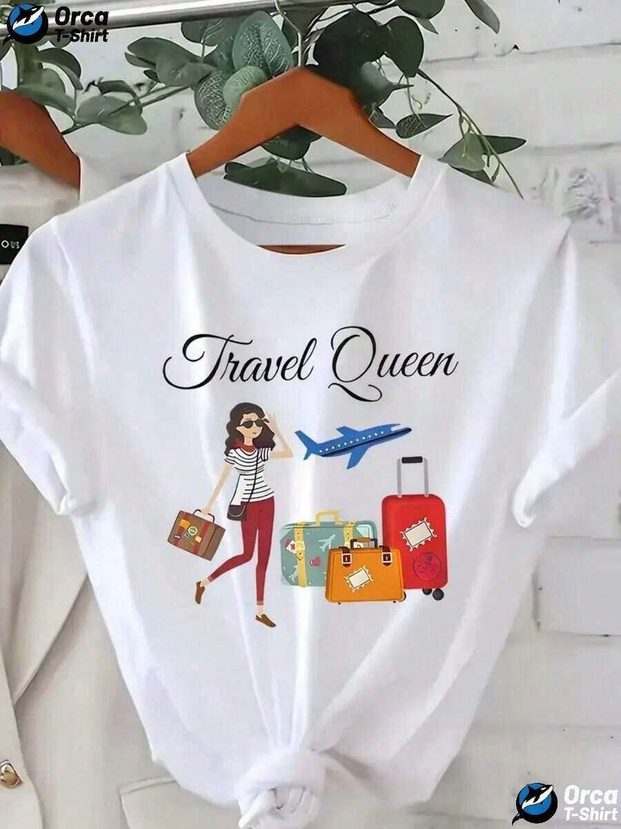 Women's Short-Sleeved T-Shirt With A Creative And Fashionable Print, Perfect For Spring And Summer. This Casual, Comfortable, Stylish, And Short-Sleeved T-Shirt Features A Round Neck And A Relaxed Fit. Available In Women's Sizes S-3XL. Summer T-Shirt. - 白色 - 查看 1