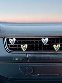 2/4 piezas Clip para rejilla de ventilación de coche con forma de corazón, clip ambientador lindo, accesorios para coche, sin fragancia - Solo para decoración, accesorio de clip para rejilla de ventilación | Diseño divertido | Clip ligero, regalo encantador de primavera/verano, accesorio de coche adorable - A - Ver 3