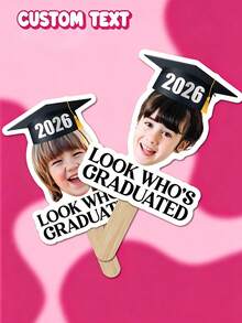 Accesorios personalizados para cabina de fotos de graduación con foto, decoración de recorte de papel personalizado "¿Quién se graduó?", decoración para fiesta de graduación 2026 - Multicolor - Ver 2