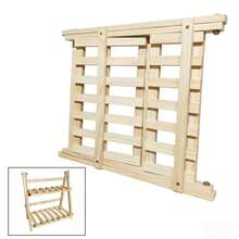 1 pieza Organizador de escritorio plegable de madera hecho a mano, estilo minimalista, estantería de exhibición de sobremesa en forma de trapecio, soporte de planta de doble capa con barra transversal, adecuado para dormitorio, tocador, balcón, estudio, dormitorio, cafetería, cocina - No se requiere montaje - Almacenamiento de doble capa - Ver 12