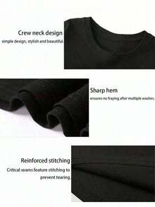 1 Piece Of Women's Graphic T-Shirt, Casual, Cotton, With Heart Design For Mother's Day, Black Short-Sleeved Crew Neck T-Shirt, 180g, 100% Cotton, Designs Are Printed. Unisex. - 黑色 - 查看 5