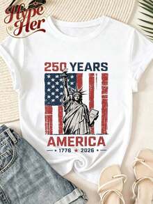 HypeHer Nueva Camiseta de Verano 2026 para Mujer, de Manga Corta, Cuello Redondo Regular, Estampado Casual con Temática de Monorail, Mezcla de Algodón, Regalo Ideal para Niñas o Mamás, Ajuste Veraniego para Mujer.Transpirable y cómoda. - Blanco 3 - Ver 2
