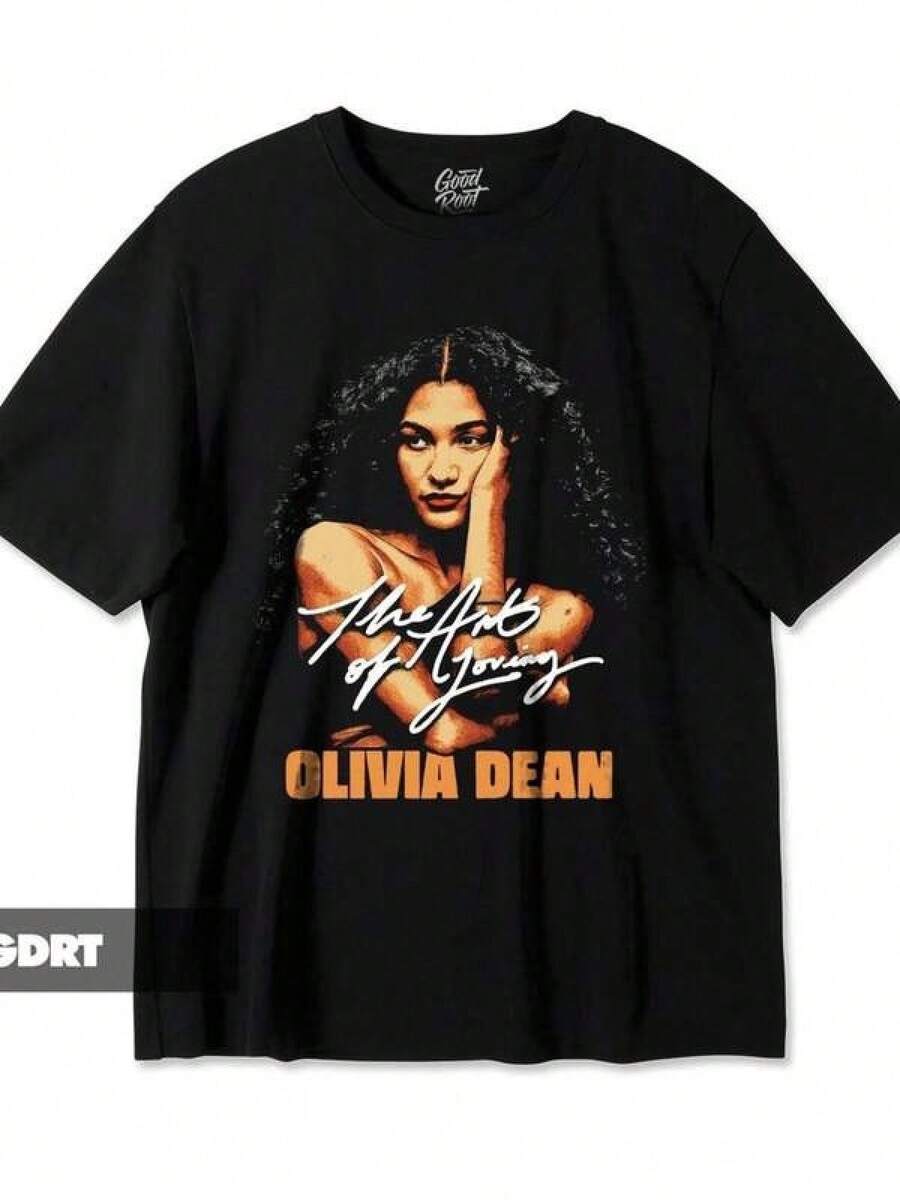 Herren-Shirts Olivia Dean T-Shirt - The Art of Loving Tour - Unisex Heavy Shirt Frühling und Sommer Urlaub Stylische Oberteile, Lieblings-Grafik-T-Shirts för män och kvinnor, Dam T-Shirt, Mujer, Motif Mujer, Lämplig för vardagsbruk, Herrkläder, Grafiska T-shirts för män och kvinnor, Mujer, Motif Mujer, Lämplig för vardagsbruk, Herrkläder, Grafiska T-shirts för män. - Svart - Visa 1
