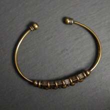 1 pieza [Textura artística retro] Brazalete de cobre puro hecho a mano con doble capa y retorcido, brazalete de puño abierto único, accesorio de diseño exclusivo - Marrón - Ver 5