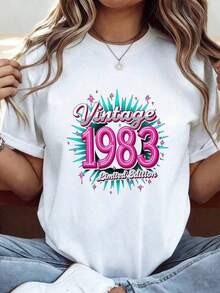 Limited Edition Vintage 1983 Shirt, 41st Birthday T-Shirt, 1983 T-Shirt, 80s Birthday, Birth Year T-Shirt, 41st Birthday Gift For Her - 白色 3 - 查看 1