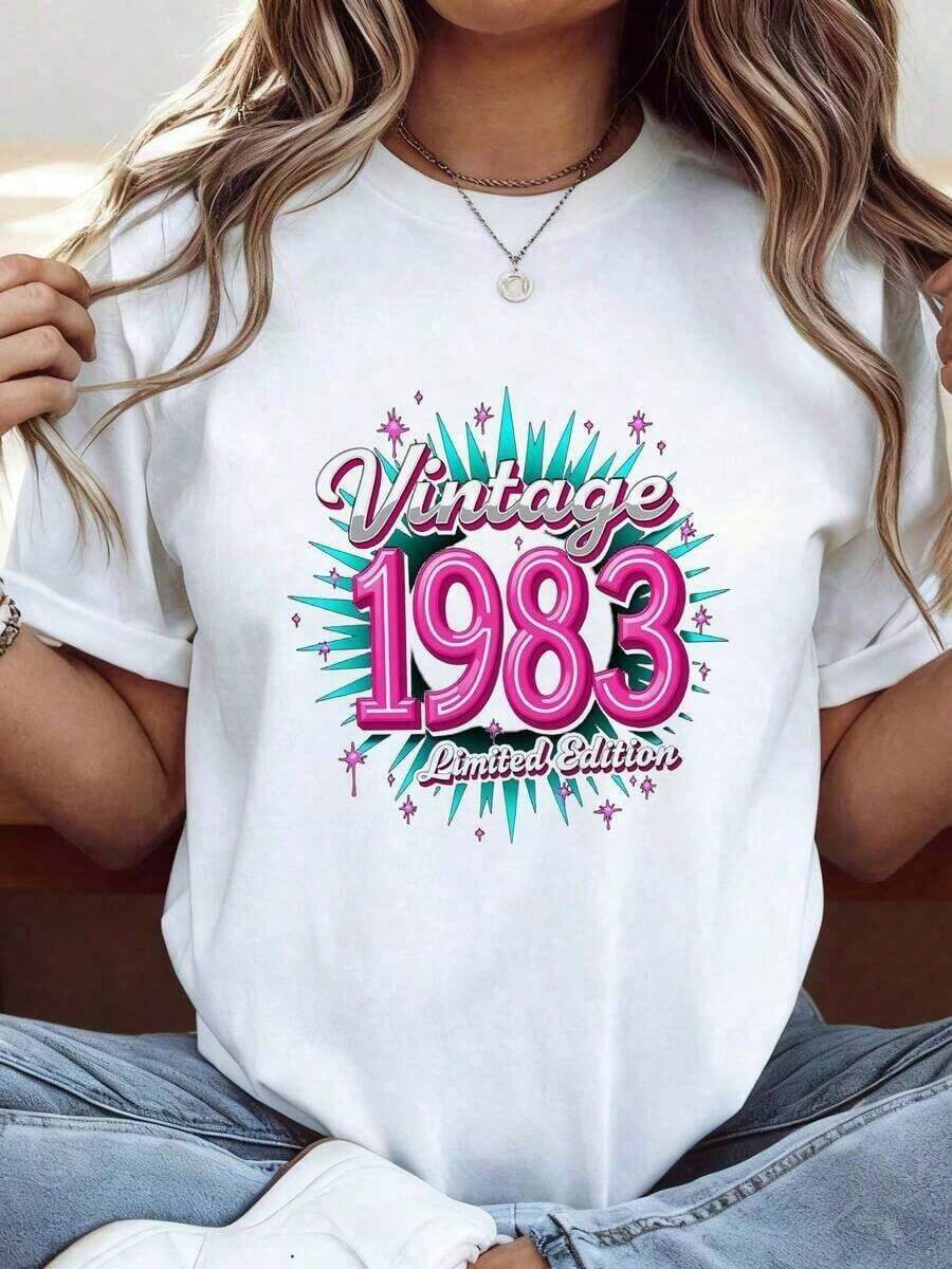 Limited Edition Vintage 1983 Shirt, 41st Birthday T-Shirt, 1983 T-Shirt, 80s Birthday, Birth Year T-Shirt, 41st Birthday Gift For Her - 白色 3 - 查看 1