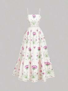 MOD Vestido con estampado floral y volantes en el bajo, estilo vacacional - Multicolor 2 - Ver 5