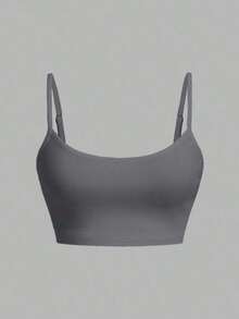 1 pieza Camiseta sin mangas casual y sexy color burdeos para mujer, adecuado para el verano - Gris - Ver 5