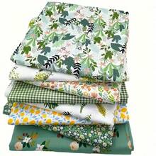 8pcs Pre-Cut Green Printed Square Fabric Pieces, Suitable For DIY Patchwork Crafts, Making Pillows, Pillow Cases, Bags, Etc. - Mixed Colors - View 9