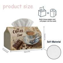 1pc Vintage Coffee Art Tissue Box, Cup-Shaped Chocolate Brown Tissue Holder For Home/Car/Kitchen Decor, Party & Holiday Organizer - Multicolor - View 2
