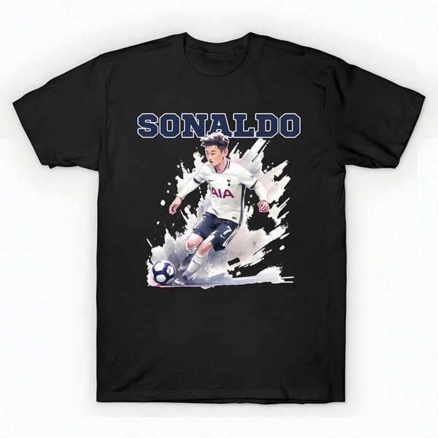 Sonaldo Football Soccer Fan Art T-Shirt unisex de la de algodón puro de alta densidad de 220 g. C-AmiS-eta uniS-ex 100 % aL-Godón de - Tejido de alta densidad. Apta para todo tipo de perS-onas, ya sean mujeres o hombres. Tejido duradero de alta C-Alidad apto para todas las estaciones, suave al tacto pero duradero. Tops transpirables. Conjuntos de otoño para mujer. Conjuntos de vaC-Aciones para mujer. Disfraz de Halloween para mujer. - Negro - Ver 1