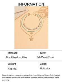 Bộ 3 vòng cổ hạt cườm hình sao biển phong cách Bohemian màu xanh dương, thiết kế độc đáo, mặt dây chuyền hình sao biển, có thể đeo nhiều lớp cho hàng ngày, hẹn hò, du lịch. Số lượng hạt cườm và sao biển trắng được sắp xếp ngẫu nhiên, không cố định. - Nhiều màu - Xem 5