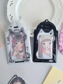 1pc Black Cat Card Holder - PVC Card Holder - 3 Inch Small Card Protector - Campus Card Storage - Meal Card Display Accessory - Multicolor - View 8