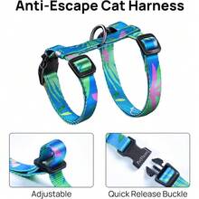 Adjustable Escape-Proof Cat Vest Harness And Leash Set, Soft And Comfortable, Lightweight And Easy To Use, Suitable For Small/Medium/Large Cats - Multicolor - View 10