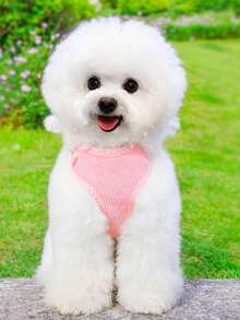 Bộ 1 vòng cổ và dây dắt chó bằng nylon có nơ, có thể điều chỉnh kích thước, dành cho chó Chihuahua, Teddy và các giống chó nhỏ và vừa. - Hồng - Xem 3
