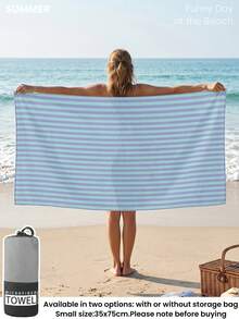 1 chiếc khăn tắm biển sọc xanh thời trang, chất liệu microfiber siêu thấm hút, mềm mại, thoải mái, nhẹ, dễ mang theo, chống gió/nắng/cát, thích hợp cho du lịch và kỳ nghỉ hè, có hai kích cỡ: nhỏ 35*75cm và lớn hơn 150cm. - Nhiều màu - Xem 6