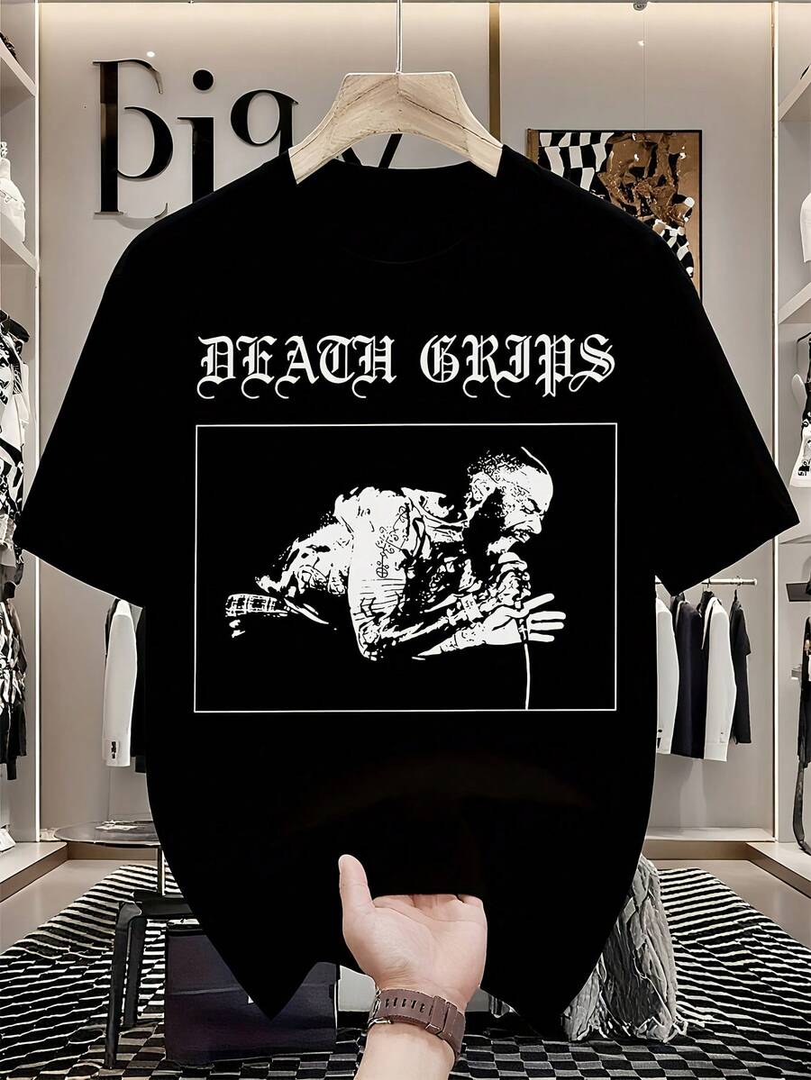This Men's And Women's Death Grips Graphic Print T-Shirt Is Soft, A Year-Round Casual Essential, And Versatile Enough For Any Occasion. It's An Affordable Everyday Wear Item And A Perfect Gift For Fans And Friends. With Its Crisp, Streamlined Cut, This T-Shirt Creates A Clean And Vibrant Look. Its Relaxed Yet Flattering Silhouette Suits All Body Types, Offering A Style That's Both Casual And Sophisticated. - 黑色 - 查看 1