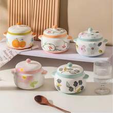 Cute Elegant Double-Ear Double-Lid Stew Pot With Lid And Fresh Fruit Bowl. Perfect For Kitchen And High-End Restaurant Use. Ideal Gift For Christmas, Graduation, Wedding And Mother's Day. - View 2
