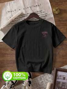 Women's 100% Cotton T-Shirts With Bride Club Print, Round Neck, Short Sleeve, Summer Casual, White - 黑色 - 查看 6