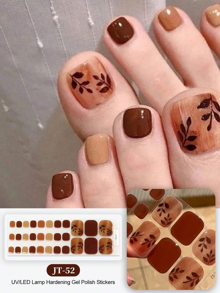 Cross-Border New Arrival Semi-Cured Gel Summer Toe Nail Stickers, Glitter Flash Design, In Stock Wholesale, Waterproof & Long-Lasting